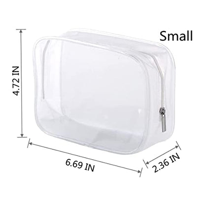 BEFORYOU 6 Pack Clear Toiletry Carry Pouch with Zipper Portable Plastic Waterproof Cosmetic Bag TSA Approved for Vacation Travel Bathroom and Organizing (White, Small and Large) - size: Small and Large bags