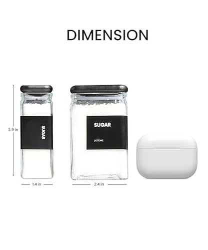 APT 1101 Glass Storage Jars with Bamboo Lid, glass canisters with airtight lids, Clear jars with lids for Spice, Cookie, Candy, Tea, Coffee Bean and Rice (Black, 4oz, set of 12) - color: Black
