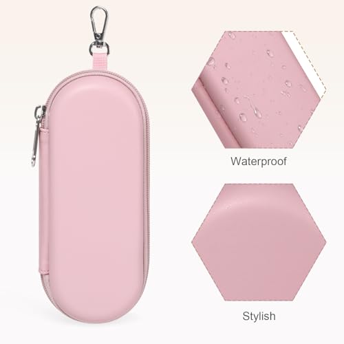 Double Eyeglasses Case, Dual Glasses Sunglasses Organizer with Zipper Closure, Eyewear Storage Box for Men Women Travel - color: Pink