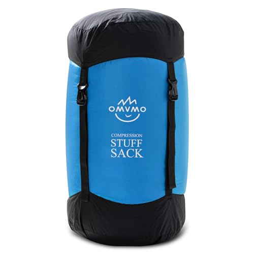 Compression Sack, 12L/19L/32L/46L/53L Water-Resistant Sleeping Bag Stuff Sack,Anti-Tear Ultra Light 400T 20D Nylon Storage Bag,Space Saving Gear for Camping Hiking Travel 1Pcs - color: Sky Blue, size: XL/46L