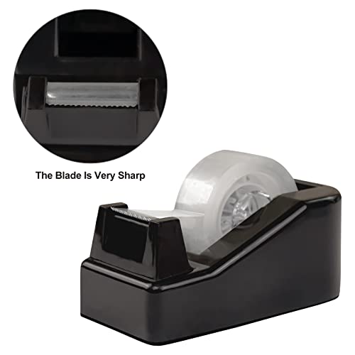 1Pcs Desktop Tape Dispenser Adhesive Roll Holder with Weighted Nonskid Base, Black (Tape not Included)