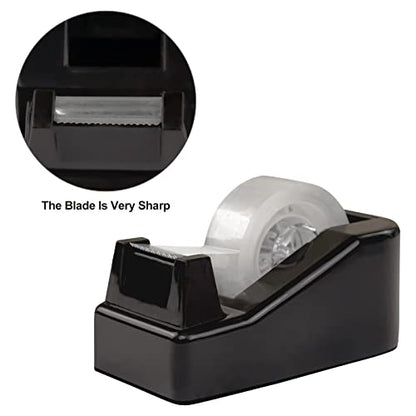1Pcs Desktop Tape Dispenser Adhesive Roll Holder with Weighted Nonskid Base, Black (Tape not Included)