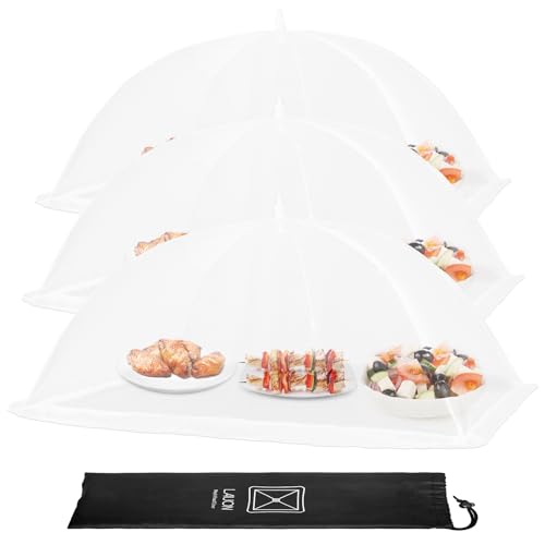 Extra Large Food Cover, 3 Jumbo (40"X23.7"), White Mesh Plate Serving Tents, Pop-Up Umbrella Screen Tents, Patio Net for Outdoor Camping, Picnics, Parties, BBQ, Collapsible and Reusable - color: 3 Extra Large