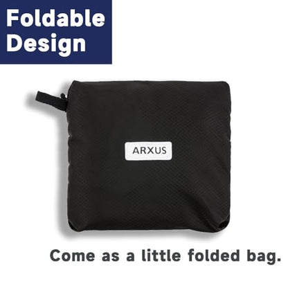 Arxus Foldable Tote Bag for Travel Expandable Lightweight Carry On Luggage 22L Packable Duffle Bag for Traveling - color: Black