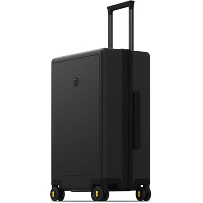 LEVEL8 Large Suitcase with Wheels, Checked Luggage, Lightweight Luminous Textured Tsa Approved Medium Hardside Large Luggages, 24 Inch, Black - color: Black, size: Checked-Medium 24 Inch