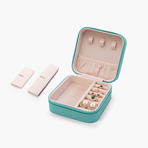 ZPROW Travel Jewelry Case, Mini Portable Jewelry Travel Boxes, Small Jewelry Organizer for Rings, Earrings, Pendants, Watches, Necklaces, Lipsticks Organizer Storage Holder Case (Cyan Blue) - color: A1 - Cyan Blue 1 Pack