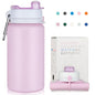 PLTCAT Collapsible Water Bottle, 19oz Foldable Bottle BPA Free Reusable Lightweight Leak-Proof Travel Silicone Water Bottle for Travel, Gym, Hiking, Office, Camping - color: Taro Purple