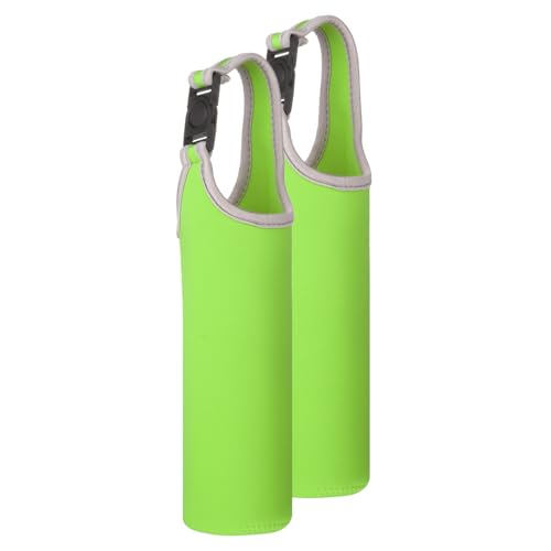 uxcell 2pcs Neoprene Carrier Water Bottle Sleeve, 15.5-20oz Insulated Water Glass Bottle Carrier Bag Collapsible Drink Bottle Sleeve Cover Holder with Handle, Green - color: Green