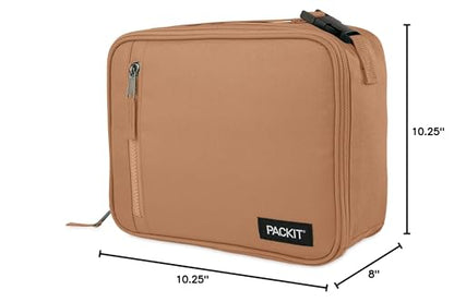 PackIt(R) Freezable Classic Lunch Box, Almond, Built with EcoFreeze(R) Technology, Collapsible, Reusable, Zip Closure With Zip Front Pocket and Buckle Handle, Designed for Fresh Lunch On the Go - color: Almond