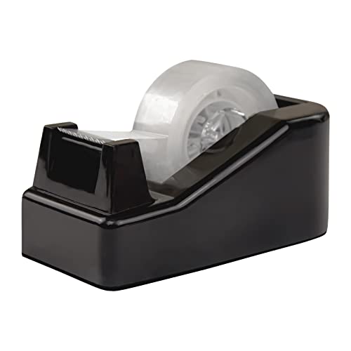 1Pcs Desktop Tape Dispenser Adhesive Roll Holder with Weighted Nonskid Base, Black (Tape not Included)