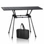 Anbte 3ft Roll Up Camping Table Max 27.5", 4 Adjustable Heights Aluminum Camping Table Foldable Waterproof with Carrying Bag, Lightweight, for Garden Picnic Outdoor Travel Beach, 35” X 16”, Black