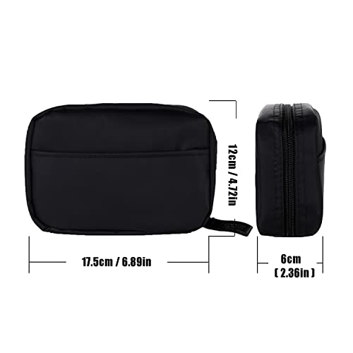 Hekyip Rectangular Beauty Bag, Small Travel Makeup Bag for Purse, Portable Waterproof Cosmetic Pouch for Ladies Women (Rectangular All Black) - color: Rectangular All Black