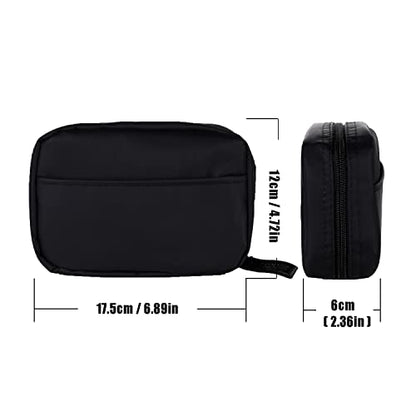 Hekyip Rectangular Beauty Bag, Small Travel Makeup Bag for Purse, Portable Waterproof Cosmetic Pouch for Ladies Women (Rectangular All Black) - color: Rectangular All Black