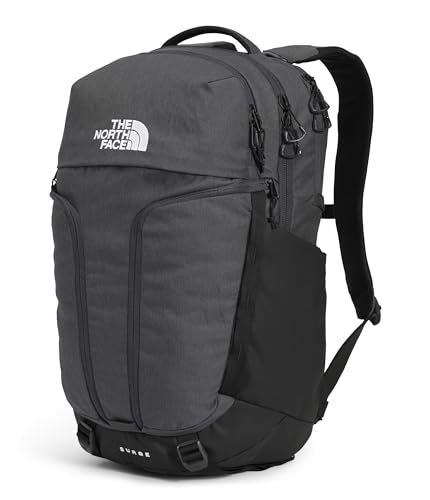 THE NORTH FACE Surge Commuter Laptop Backpack | Daypack With Water Repellent Finish, 16" Laptop Sleeve, Reflective Details - color: Asphalt Grey Light Heather/Tnf Black-npf, size: One Size
