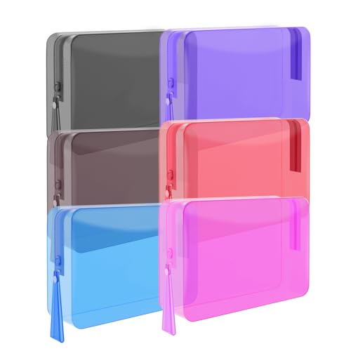 ZHOOGE 6 Pack Clear Cosmetic Bag Makeup Bags Toiletry Bag with Zipper and Handle, TSA Approved Clear Organizer Bags, PVC Cosmetic Pouch for Women and Men Fit Carry-on Travel Essentials - color: C-6 Color