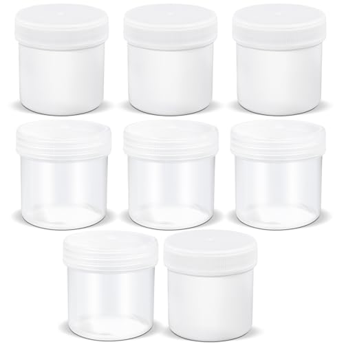 TSA Approved Wide Mouth Travel Size Containers, PP Clear & White Leak Proof Travel Plastic Jars with Lids for Creams Lotion Cosmetic, Jewelry Beads, Sample, Small Items Storage (3.4 oz, 8 Pcs) - color: Clear + White, size: 3.4 oz