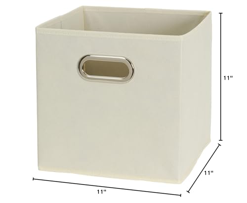 Household Essentials 82-1 Foldable Fabric Storage Bins |Set of 6 Cubby Cubes with Handles | Natural (Pack of 6) - color: Cream, size: 11” L x 11” W x 11” H (Pack of 6)