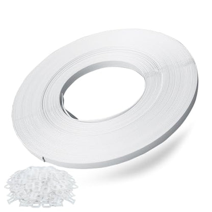 Hand Grade Polypropylene (PP) Strapping Coil 0.55" x 0.024" 130lbs Break Strength White Poly Strap 100pcs Plastic Buckles for Manual Packing Box Packing Strapping (Length328' x 1 Roll) - size: Length328' x 1 Roll