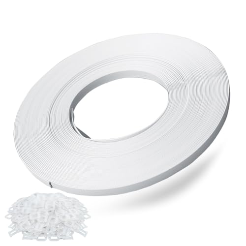 Hand Grade Polypropylene (PP) Strapping Coil 0.55" x 0.024" 130lbs Break Strength White Poly Strap 100pcs Plastic Buckles for Manual Packing Box Packing Strapping (Length328' x 1 Roll) - size: Length328' x 1 Roll