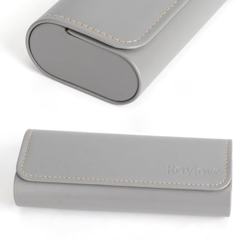 RayLove Hard Shell Glasses Case, Lightweight Leather Eyeglass Case, Travel-Friendly Sunglasses Protector for Men & Women - color: Grey