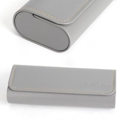 RayLove Hard Shell Glasses Case, Lightweight Leather Eyeglass Case, Travel-Friendly Sunglasses Protector for Men & Women - color: Grey