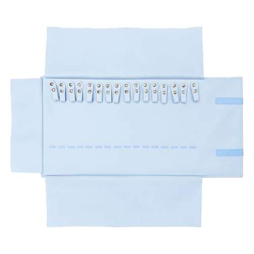 UnionPlus Travel Jewelry Roll, Faux Leather Necklaces Organizer Bag, Elastic Band and Anti-winding, Air Blue - color: Leather Air Blue, size: Medium