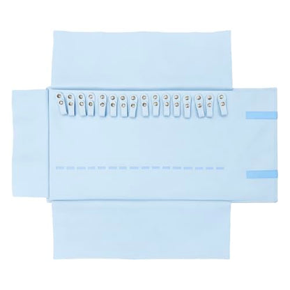 UnionPlus Travel Jewelry Roll, Faux Leather Necklaces Organizer Bag, Elastic Band and Anti-winding, Air Blue - color: Leather Air Blue, size: Medium