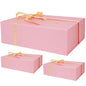 Large Pink Gift Box with Ribbon, 13.8" x 9" x 4.3" Groomsmen Proposal Box for Presents with Magnetic Closure Lids, Rectangle Collapsible Luxury Storage Box for Anniversary Wedding Birthday, 3 Pack - size: 1 count (Pack of 3)