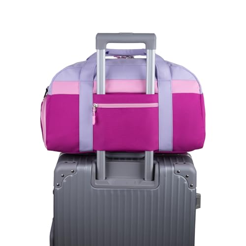Kids Duffle Bag for Boys or Girls, Fit Sports Practice, or Overnight Travel Weekend (Purple) - color: Purple