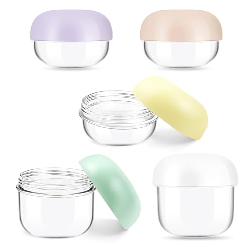 MUIIGOOD 5Pcs 20ml 10ml Small Leak Proof Mini Travel Jars, Travel Containers for Creams with Lids and Labels, Travel Bottles Lip Balm Cosmetic for Jewelry Case Toiletries Moisturizer Plastic Jar