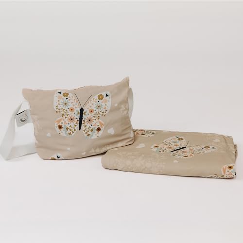 Beddy's Dual-Sided Kids Travel Blanket for Airplane or Car, Packable with Portable Carrying Case Bag, Super Soft & Cozy Lightweight Blanket, Perfect for Travelers, Road Trips and Camping - color: Beige