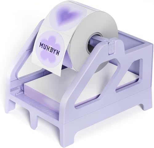 MUNBYN Label Holder for Rolls and Fan-Fold Labels, Thermal Sticker Roll Holder for Desktop Thermal Printer Shipping Supplies Industrial Paper, Purple - color: Purple