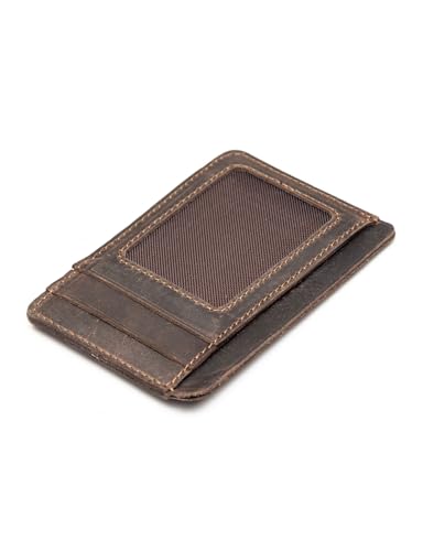 Handcrafted Genuine Leather Wallets, Minimalist Cardholders, and Passport Covers, Handmade Gift - color: Chestnut, style: Windowed Cardholder
