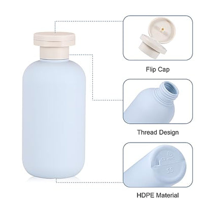 6.8 oz Plastic Travel Shampoo Bottles, Refillable Flip Cap Squeeze Bottles for Toiletries, Large Leakage-proof Travel Shampoo and Conditioner Container (Blue and Green) - color: Green+Blue, size: 200ml/6.8oz