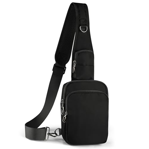 VADOO Sling Bag, Crossbody Bag with Zipper Lock, RFID Blocking & Water Resistant for Men and Women - color: Black