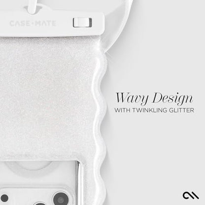 Case-Mate Wavy IP68 Waterproof Phone Pouch - Large Floating Phone Case w/Crossbody Lanyard - Cruise Ship Travel Essentials Compatible w/All Devices - Hidden Pocket for Card/Cash- Ivory Twinkle - color: Wavy Ivory Twinkle