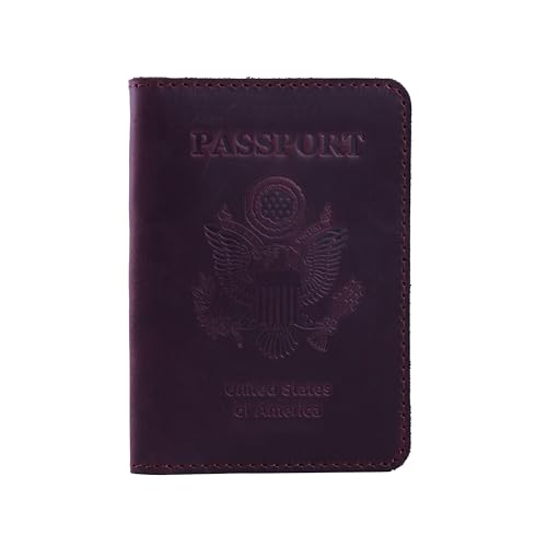 INCARNE US Leather Passport Holder for Travel - Passport Case - Passport Wallet for Men - Passport Cover for Women Sleeve Protector - Travel Essentials Vacation Luggage Travel Gifts - Vintage Burgundy - color: Vintage Burgundy, style: Patriotic Usa