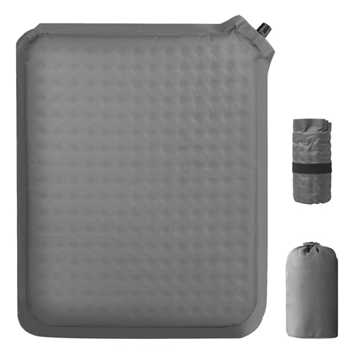 Portable Self-Inflating Stadium Seat Cushion, Memory Foam Sit Pad, Lightweight Travel Seat Pad for Bleachers, Camping, Hiking, Office Chair & Airplane - 16x13 inches Gray