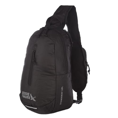 Eddie Bauer Stowaway Packable Sling Bag | Foldable | Travel | Outdoor | Lightweight | Compact | Everyday Carry | Ripstop Nylon | 10L - Onyx Black - color: Oynx Black