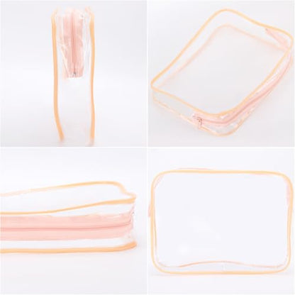 Tbestmax 10 Pack Clear Cosmetic Bags Makeup Bags Portable Waterproof TSA Approved Travel Toiletry Bags Large Organizer Peach Pink, 9.8" x 7.1" x 2.4" - color: Large - Peach Pink