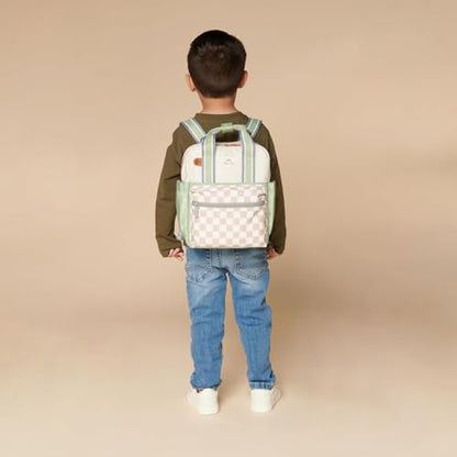 Itzy Ritzy Toddler Backpack - Daycare Bag - Features Adjustable Shoulder Straps, 2 Side Pockets & Spacious Interior with Wipeable Fabric Lining & Name Label, Checkerboard Backpack - color: Checkerboard
