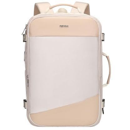 PIJUSHI Travel Backpack for Women Carry on Suitcase Backpack Flight Approved Personal Item Bag Fits 16 Inch Laptop(PE035 Beige) - color: Beige