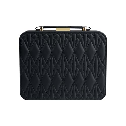 Portable Jewelry Box, Large Travel Jewelry Case Organizer (Black) - color: Black-1