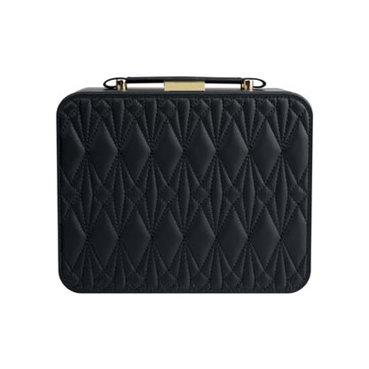 Portable Jewelry Box, Large Travel Jewelry Case Organizer (Black) - color: Black-1