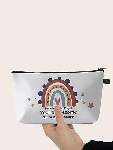 Deanfun Small Makeup Case - Cute and Waterproof Cosmetic Bag for Women(Rainbow, Sometimes You Forget That You'Re Awesome, So This Is Your Reminder D5-56372) - color: Rainbow, Sometimes you forget that you're awesome, so this is your reminder 56372
