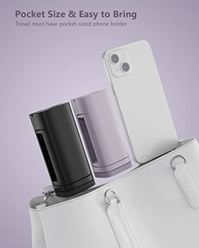 MiiKARE Travel Essentials Airplane Phone Holder, Universal Handsfree Phone Mount for Flying with 360 Degree Rotation, Travel Must Haves Phone Stand for Desk, Tray Table, Black&Purple - color: Black&Purple