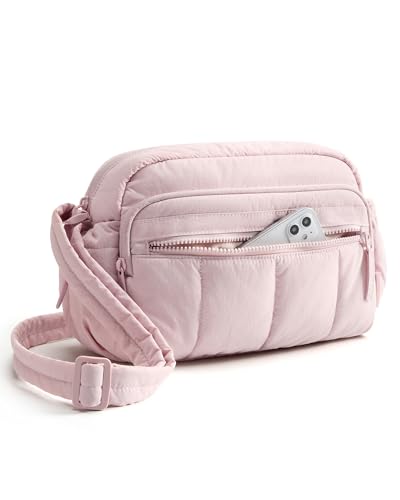 BAGSMART Anti Theft Crossbody Bags for Women Travel Purse, Medium Quilted Puffy cross body bag, Handbags Shoulder Purses, Baby Pink-medium - color: Baby Pink-1, size: 4.7L