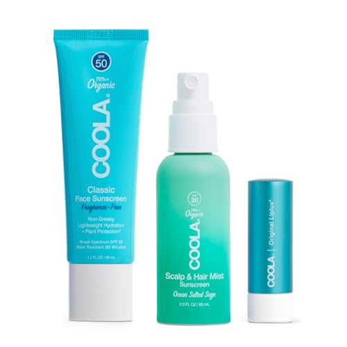 COOLA Organic Face Sunscreen SPF 50 Sunblock Lotion, Dermatologist Tested Skin Care for Daily Protection, Vegan and Gluten Free, Fragrance Free - size: Sunscreen Beach Bundle Set