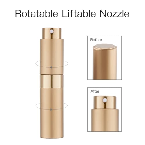 LISAPACK 8ML Atomizer Perfume Spray Bottle for Travel, Empty Refillable Cologne Dispenser, Portable Sprayer (Rose Gold) - color: Rose gold