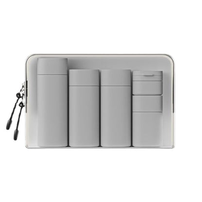 5pcs Travel Cream Dispenser Bottles Set Travel Bottles Toiletry Containers Set, TSA Approved, Travel Essentials - color: Light Grey